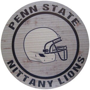 circular sign Penn State Nittany Lions around football helmet